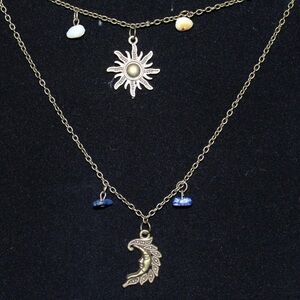 Gold Style Sun and Moon Pendant Necklace